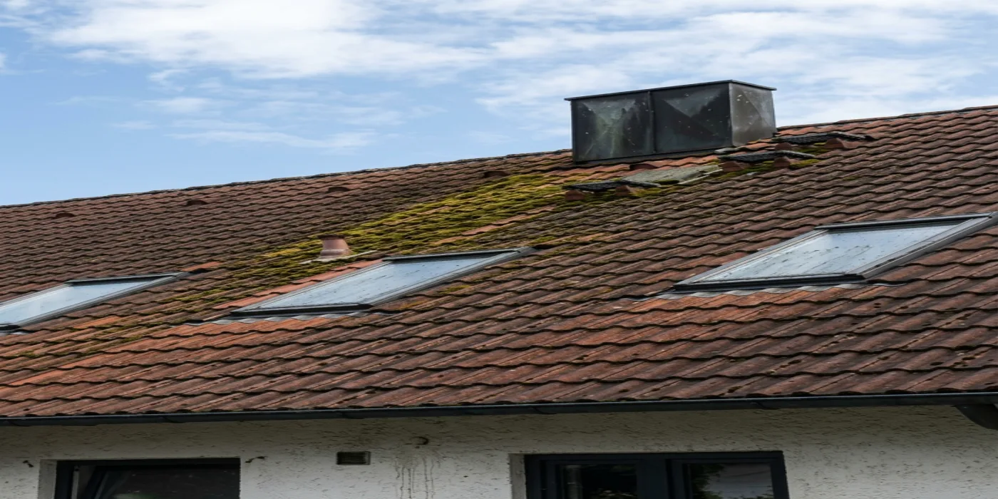 Nettoyage de toiture à Seine-et-Marne — avant (chantier 1)